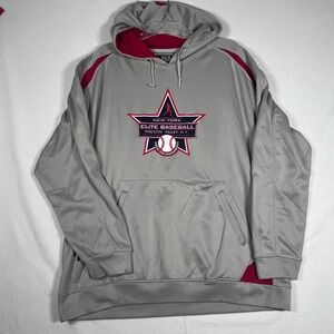 Hudson Valley NY Elite Baseball Hoodie Mens XL Gray Red Sweatshirt Travel League